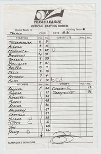 8-31-11 Frisco Roughriders Game Used Lineup Card - Robbie Ross - Texas Rangers - Picture 1 of 1