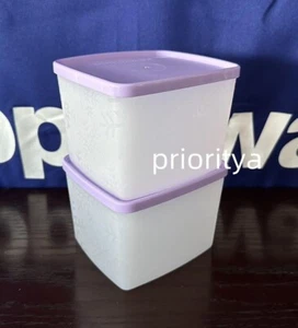 Tupperware Freezer It Square Rounds Snowflake 800ml Container Set 2 Lavender New - Picture 1 of 3
