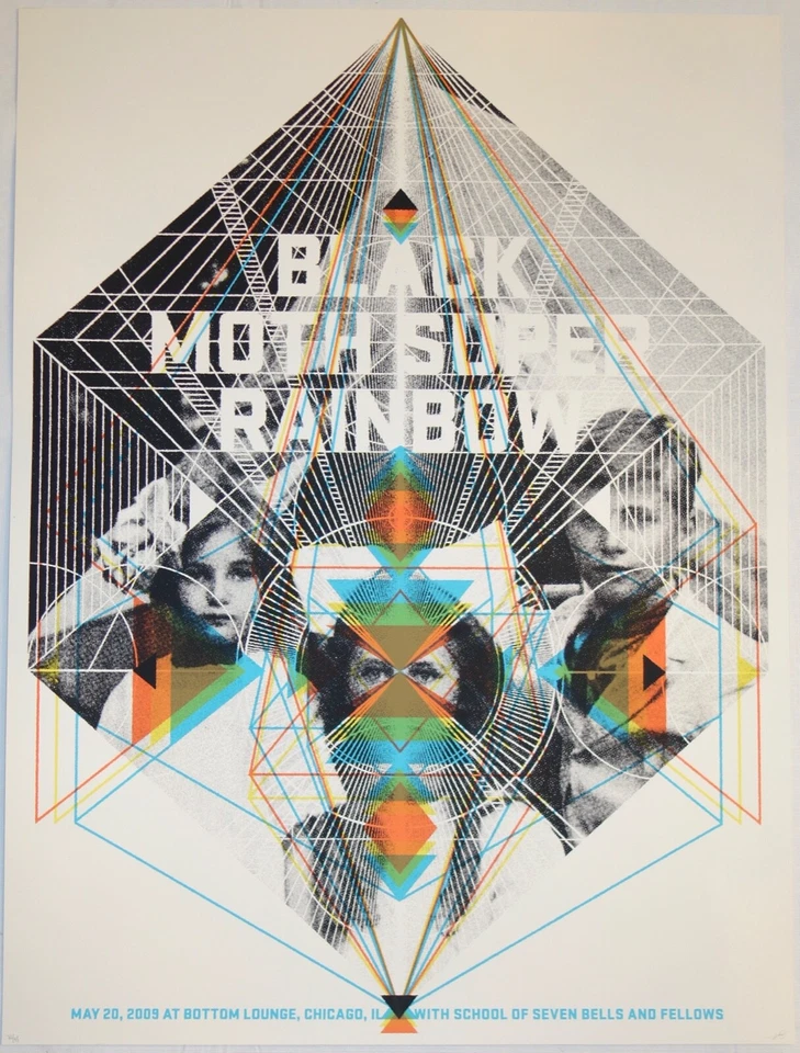 2009 Black Moth Super Rainbow Chicago Silkscreen Concert Poster s/n by Delicious - Image 1 of 1