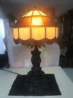 Vintage Cornell Cherub Base Lamp With Stain Glass Shade