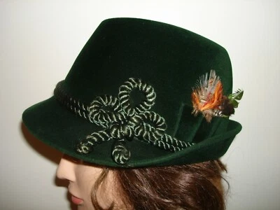 SOMBRERO DE TERCIOPELO VINTAGE HUNTER HECHO A MANO P&C HABIG VIENNA VENTILADOR AUSTRIA Foto 1 de 4