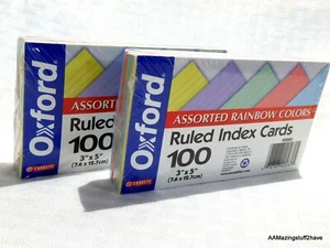 Index Cards 3 x 5 Oxford Ruled Blue Violet Canary Green Cherry 2 100 Pack - Picture 1 of 9
