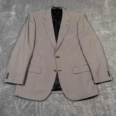 Alan Flusser  Blazer Jacket Sport Coat Men's 42R HoundstoothBeige Black - Image 1 of 4