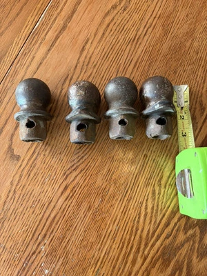 4 Vintage Round Metal Gate Post Finials 3” X 1” - Image 1 of 4
