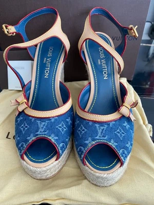 Louis Vuitton logo monogram Espadrilles women shoes, wedge ,  bag - Image 1 of 4