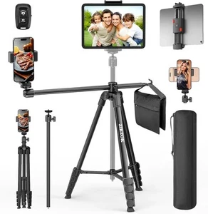 70" Phone Tripod & Selfie Stick, Horizontal Overhead Tripod, Extendable Camer... - Picture 1 of 7