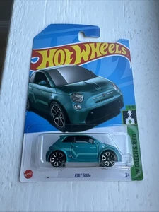 Hot Wheels Fiat 500e Hw Green Speed Long Card - Picture 1 of 2