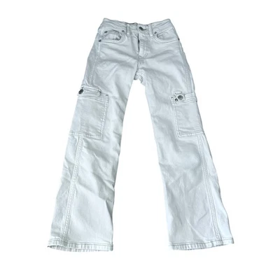 Pantalones de mezclilla cargo elásticos crema blanco roto talla 9 de Zara para niñas Foto 1 de 4