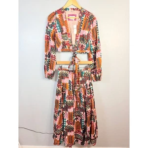 Anthropologie Abstract Colorful Patterned Matching Skirt Set Size 6 Maxi - Picture 1 of 14