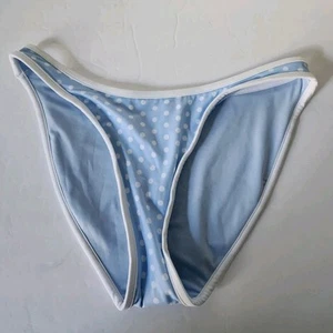 Pink by Frankies Bikinis Golden Hour Bikinihose klassisch Punkte blau Gr. M Neu mit Etikett - Bild 1 von 7