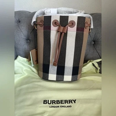 Burberry Women Canvas Leather Bucket Crossbody Handbag - Image 1 of 4