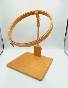 Wooden Embroidery Needlework Cross Stitch Hoop Stand Hands Free Portable Vintage - Picture 1 of 13