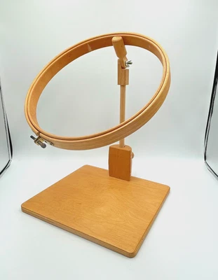 Wooden Embroidery Needlework Cross Stitch Hoop Stand Hands Free Portable Vintage - Image 1 of 4