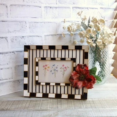 黑色白色格子相框乡村法国乡村装饰支票条纹装饰 — 第 1/3 张图片