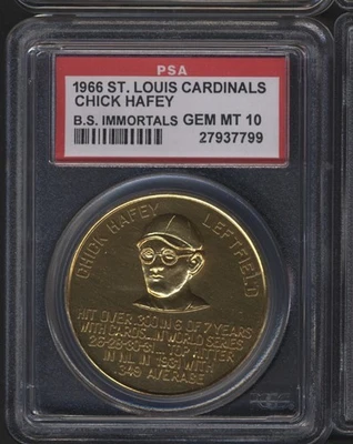 1966 St Louis Cardinals Chick Hafey PSA 10 Graded Busch Stadium Immortals Coin - Image 1 of 2