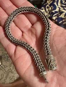 Scott Kay Sterling Silver 18k Gold Logo Men’s Wheat Chain Bracelet - Picture 1 of 6