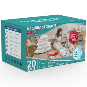 20 Pack Vacuum Storage Bags, Vacuum Seal Bags for Clothing, Comforters, Blank... - Picture 1 of 7