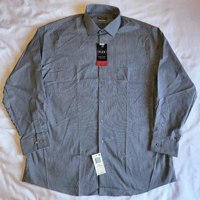 Camisa Van Heusen Flex Ajuste Regular Elástica Gris Grande 16 1/2, 32/33 Abotonada Nueva con Etiquetas Foto 1 de 4