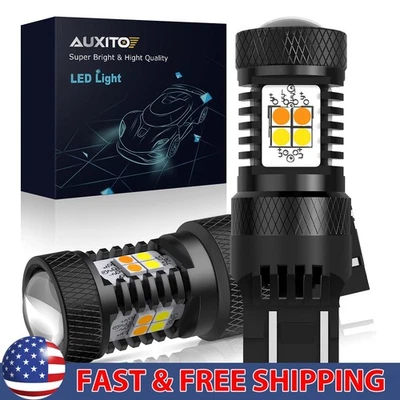 7443 LED Canbus Switchback Turn White/Amber Parking Signal DRL Light Bulbs 2/10x - Изображение 1 из 4