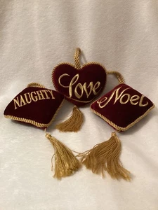 Burgunderrot und Gold Kissen Weihnachtsschmuck ~ 3er Set ~ frech/schön Noel - Bild 1 von 13