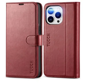 TUCCH iPhone 13 Pro Max Case PU Leather Wallet Case - RFID Blocking - Shockproof - Photo 1 sur 2