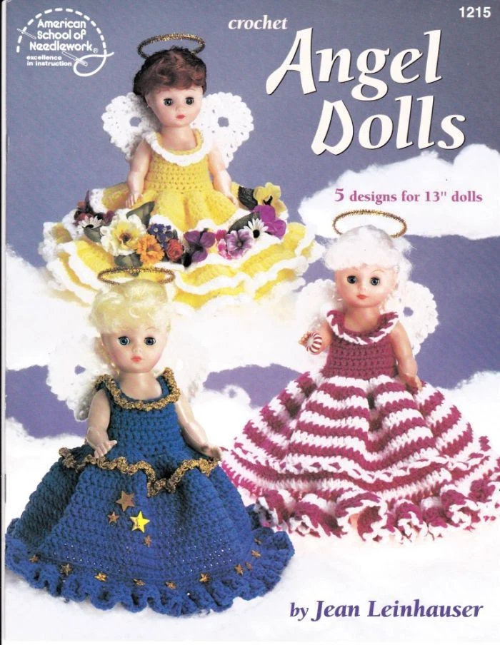 NEW CROCHET ANGEL DOLLS 5 CUTE DESIGNS FOR 13" DOLLS - Image 1 of 1