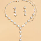3Pcs Fashion Pearl Rhinestone Necklace Earring Set Bridal Wedding Accessories