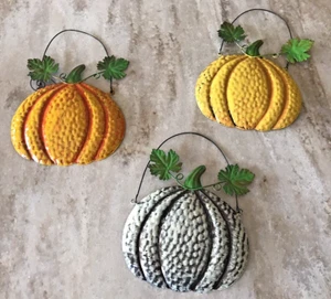 Fall Autumn Harvest Metal Hanging Pumpkins Holiday Home Thanksgiving Decor 7x6 - Picture 1 of 4