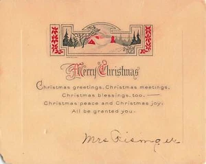 Vintage Weihnachts Postkarte Schneeszene Weihnachtsgrüße - Bild 1 von 2