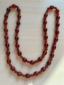STUNNING Art Deco CHERRY AMBER BAKELITE Round BEAD NECKLACE 149 grams - Picture 1 of 10