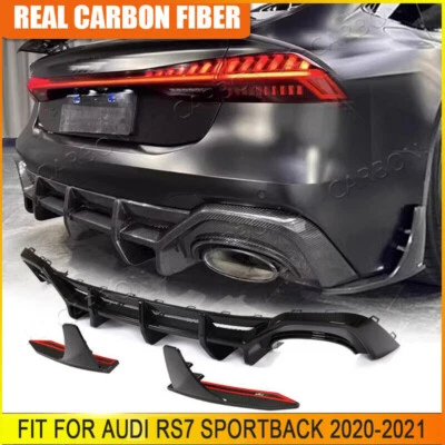 For Audi RS7 Sportback 2020UP Dry Carbon Fiber Rear Bumper Diffuser Lip Splitter - Image 1 of 4