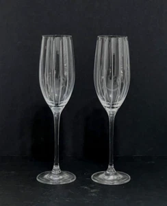 Mikasa Cheers  Crystal Champagne Flutes Etched Vertical Lines 9 7/8" h  Set of 2 - Picture 1 of 12
