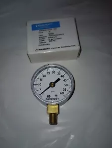 NEW GENUINE ASHCROFT 20W1005-H-01L 60# 2" INDUSTRIAL GAUGE 1/8 NPT 0-60 PSI - Picture 1 of 6