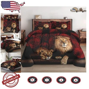 Soft Twin Comforter & Pillowcase Set with Colorful Lion Print - Ideal for Kids - Picture 1 of 9