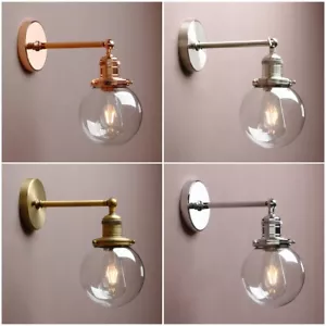 5.9" VINTAGE INDUSTRIAL BATHROOM WALL LAMP SCONCE GLOBE GLASS SHADE WALL LIGHT - Picture 1 of 26