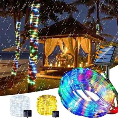 Waterproof Solar Led Rope Twinkle String Lights Dusk To Dawn Outdoor Garden Yard - Image 1 of 4