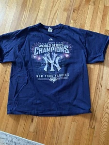 NY Yankees 2009 World Series Champions Majestic T- Shirt W Players Names XL - Picture 1 of 5