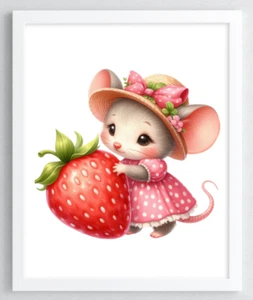 Erdbeeren Wandbilddruck, Erdbeere Küche Kunstdruck, Wohndeko Kunst #31 - Bild 1 von 2