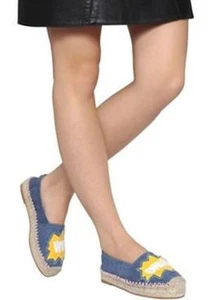$450 Authentic CHIARA FERRAGNI Women's 30mm Pow Bang Denim Espadrilles Shoes - Picture 1 of 6