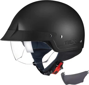 GLX M14 Sniper Motorcycle Helmet Matte Black w/retractable visor Size Large - Picture 1 of 4