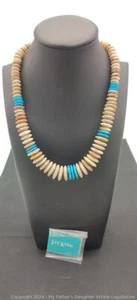 NOS Jay King 925 Sterling Turquois & Sand Jasper CHUNKY Disk Necklace  MWT - Picture 1 of 3