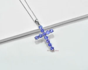 Natural Tanzanite 925 Sterling Silver December Birthstone Wedding Pendant - Picture 1 of 10