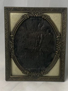 Marco de imagen de metal de bronce de colección adornado floral ovalado caballete de exhibición - Imagen 1 de 11