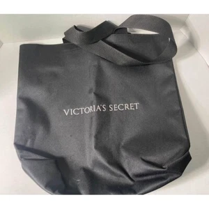 Victoria’s Secret Bag Black Canvas Embroidered Tote Shopping Book Travel - Picture 1 of 3