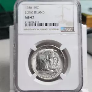 1936 LONG ISLAND Commemorative Half Dollar NGC MS62 - Picture 1 of 2