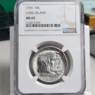 1936 LONG ISLAND Commemorative Half Dollar NGC MS62 - Image 1 of 2