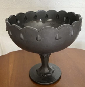 Vintage Indiana Glass,Teardrop Frosted Black,Fruit Compote,StemFoot PedestalBowl - Picture 1 of 9