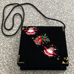BEAUTIFUL UNIQUE BLACK VELVET/EMBROIDERED HOLIDAY PURSE-NEW! - Picture 1 of 12
