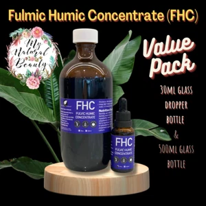 Fulvic Humic Concentrate Pack- 30ml glass dropper bottle + 500ml glass bottle - Picture 1 of 12