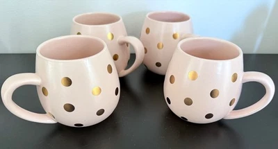 Robert Gordon Australia Hug Me Set x 4 Soft Pink + Gold Dots Coffee/Tea Mugs - image 1 of 4